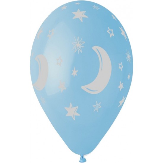 12″ Μπαλόνι Μισοφέγγαρο & αστέρια γαλάζιο