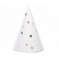 Καπελάκια Άσπρα με Rosegold Πουά (6 τεμ)