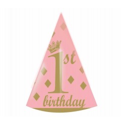 Καπελάκια “1st Birthday” ροζ & χρυσό