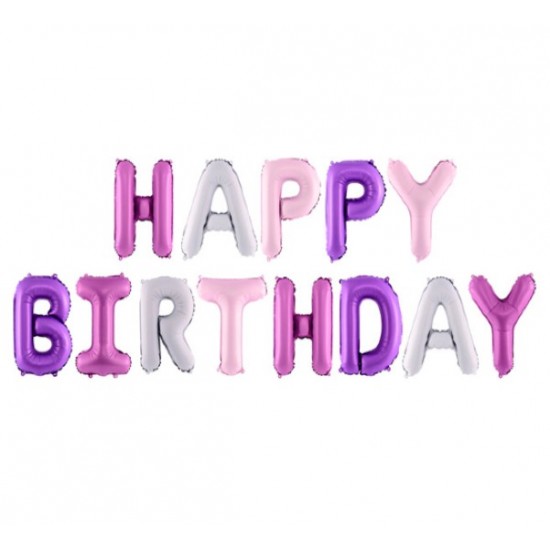 Μπαλόνι Foil Γενεθλίων “Happy Birthday” Ροζ & Μοβ Mix (13 τεμ) Μπαλόνι Foil Γενεθλίων “Happy Birthday” Ροζ & Μοβ Mix (13 τεμ)