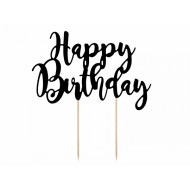 Topper τούρτας Happy Birthday Μαύρο