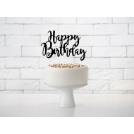 Topper τούρτας Happy Birthday Μαύρο