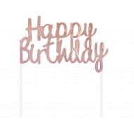 Topper τούρτας Happy Birthday Ροζ χρυσό