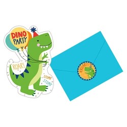 Προσκλήσεις πάρτυ με φάκελο Dino-Mite (8 τεμ)