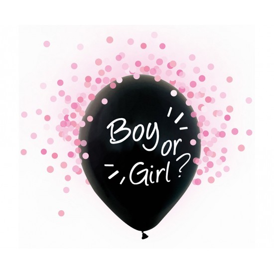 Μπαλόνια Λάτεξ 13" Μαύρα Boy or Girl Με Ροζ Κομφετί (4 τεμ) Μπαλόνια Λάτεξ 13" Μαύρα Boy or Girl Με Ροζ Κομφετί (4 τεμ)