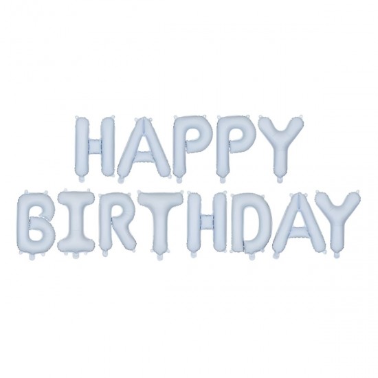 Μπαλόνια Foil Γενεθλίων -“Happy Birthday” Γαλάζιο ματ (13 τεμ)