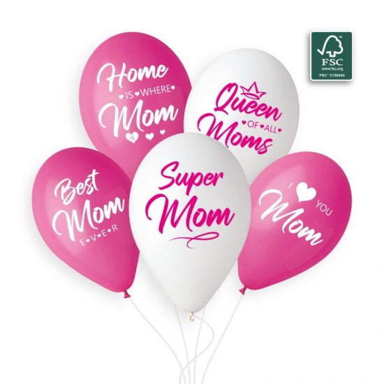 Μπαλόνια Λάτεξ Super Mom (5 τεμ) Μπαλόνια Λάτεξ Super Mom (5 τεμ)
