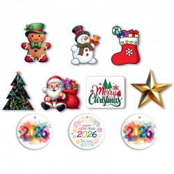 Σετ Χριστουγεννιάτικα Ξύλινα Διακοσμητικά (10 τεμ)