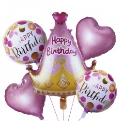 Σετ Ροζ Μπαλόνια Happy Birthday (5 τεμ)