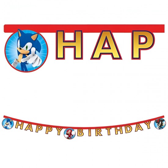 Γιρλάντα Γενεθλίων Sonic 2m Γιρλάντα Γενεθλίων Sonic 2m