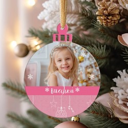 Χριστουγεννιάτικο Στολίδι Με Φωτογραφία – Pink Christmas