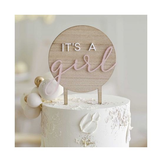 Διακοσμητικό Τούρτας Ξύλινο" It's a Girl " Διακοσμητικό Τούρτας Ξύλινο" It's a Girl "