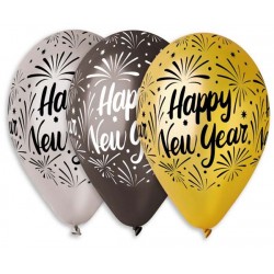 Τυπωμένο μπαλόνι “Happy New Year” σε 3 αποχρώσεις (25 τεμ)