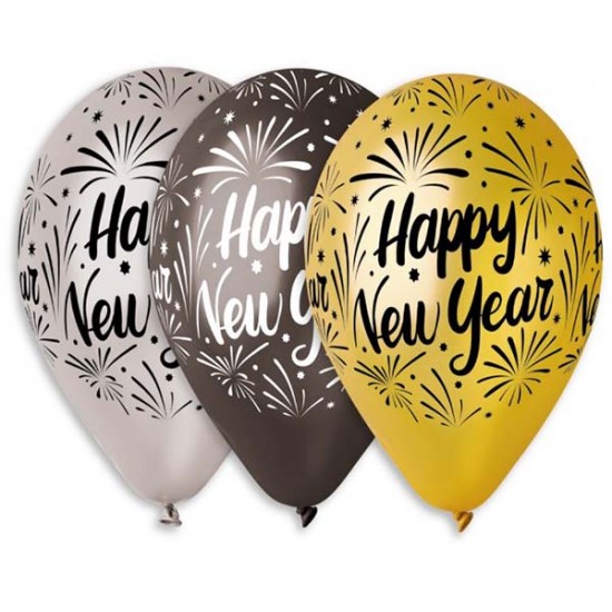 Τυπωμένο μπαλόνι “Happy New Year” σε 3 αποχρώσεις (25 τεμ) Τυπωμένο μπαλόνι “Happy New Year” σε 3 αποχρώσεις (25 τεμ)