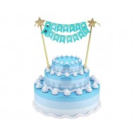 Topper τούρτας Happy Birthday γαλάζιο