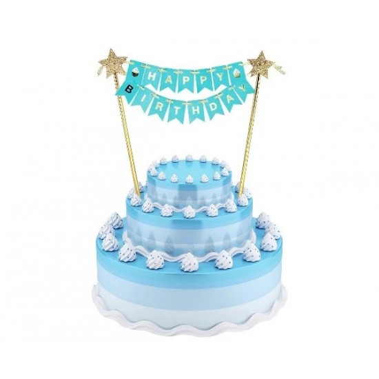 Topper τούρτας Happy Birthday γαλάζιο Topper τούρτας Happy Birthday γαλάζιο
