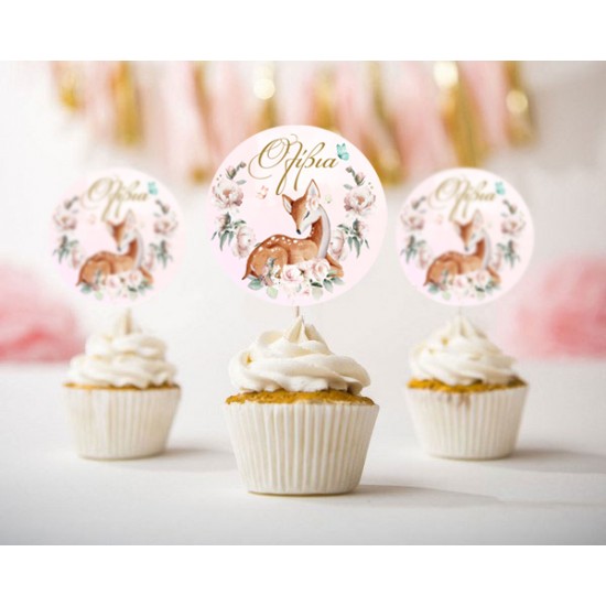 Topper Cupcake Ελαφάκι Φλοράλ (6 τεμ) Topper Cupcake Ελαφάκι Φλοράλ (6 τεμ)