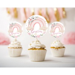 Topper Cupcake Ουράνιο Τόξο Κορίτσι (6 τεμ)