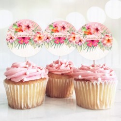 Topper Cupcake – Tropical Ιβίσκος (6 τεμ)