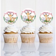 Topper Cupcake Ζώα της Ζούγκλας Κορίτσι (6 τεμ)