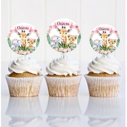 Topper Cupcake Ζώα της Ζούγκλας Κορίτσι (6 τεμ)