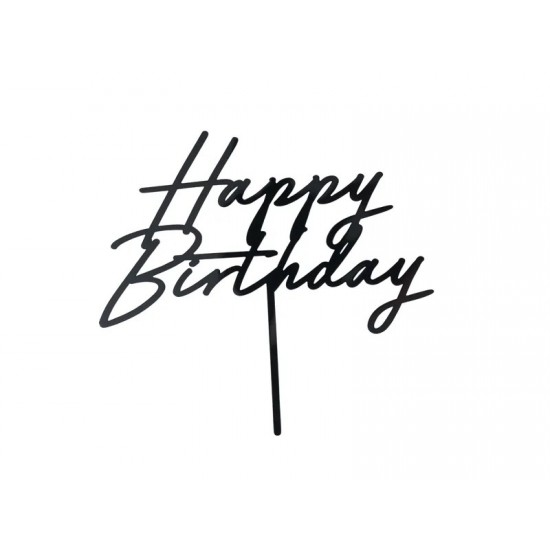 Topper Τούρτας Happy Birthday Μαύρο Topper Τούρτας Happy Birthday Μαύρο