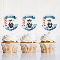 Topper Cupcake – Ναυτικό Αρκουδάκι (6 τεμ)