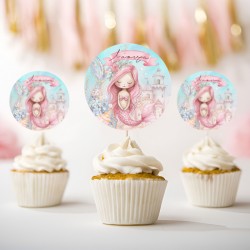 Topper Cupcake – Ροζ Γοργόνα (6 τεμ)