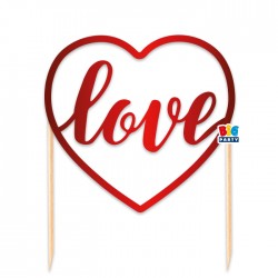 Topper Τούρτας κόκκινο – Love (16 x 20 cm)