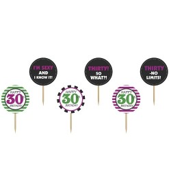 Toppers για Cupcakes 30th Brithday (6 τεμ)