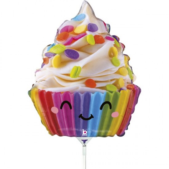 Μπαλόνι Foil 10" Mini Shape Χαμογελαστό Cupcake