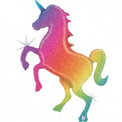 Μπαλόνι Foil 46" Μονόκερος Rainbow Με Γκλίτερ