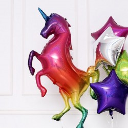 Μπαλόνι Foil 46" Μονόκερος Rainbow Με Γκλίτερ