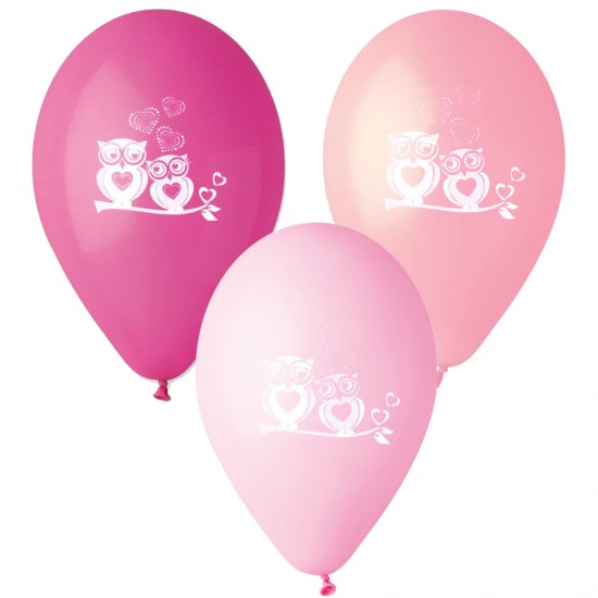 12″ Μπαλόνι τυπωμένο Κουκουβάγια ροζ