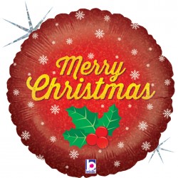 Μπαλόνι Foil 18" Merry Christmas με Γκι Holographic