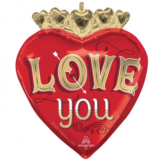 Μπαλόνι Foil 23" Καρδιά Με Κορώνα Just My Type Love You Μπαλόνι Foil 23" Καρδιά Με Κορώνα Just My Type Love You