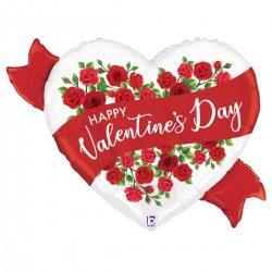Μπαλόνι Foil 37" Καρδιά Valentine Κόκκινα Τριαντάφυλλα