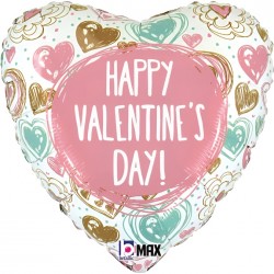 Μπαλόνι Foil 18" Καρδιά Valentine Doodles