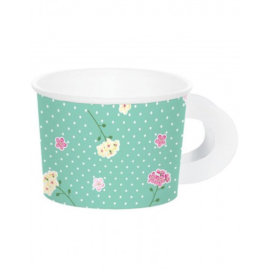 Κούπες Xάρτινες Με Χερούλι "Floral Tea Party" (8 τεμάχια) Κούπες Xάρτινες Με Χερούλι "Floral Tea Party" (8 τεμάχια)