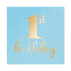 Χαρτοπετσέτες Μεγάλες Γαλάζιες 1st Birthday (10 τεμ)