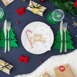 Χαρτοπετσέτες Μεγάλες Άσπρες Merry Christmas (10 τεμ)