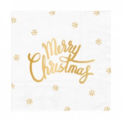 Χαρτοπετσέτες Μεγάλες Άσπρες Merry Christmas (10 τεμ)