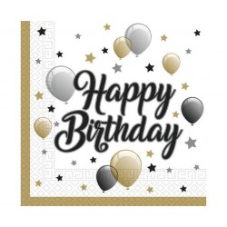 Χαρτοπετσέτες Μεγάλες "Happy Birthday" (20 τεμ)