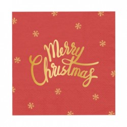 Χαρτοπετσέτες Μεγάλες Κόκκινες Merry Christmas (10 τεμ)