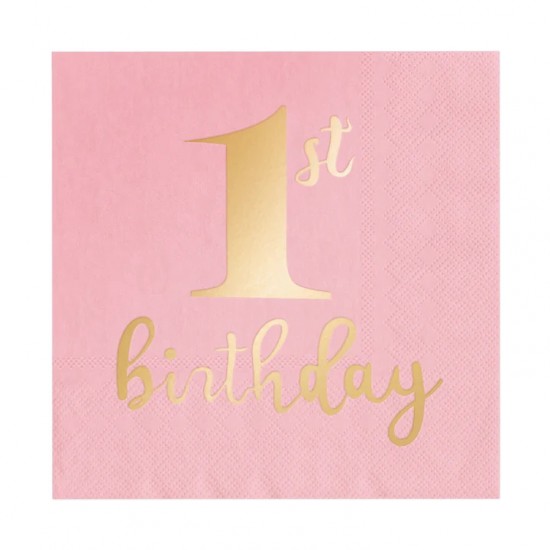 Χαρτοπετσέτες Μεγάλες Ροζ 1st Birthday (10 τεμ) Χαρτοπετσέτες Μεγάλες Ροζ 1st Birthday (10 τεμ)