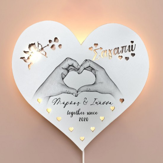 Ξύλινο Φωτιστικό καρδιά – Love hands Ξύλινο Φωτιστικό καρδιά – Love hands