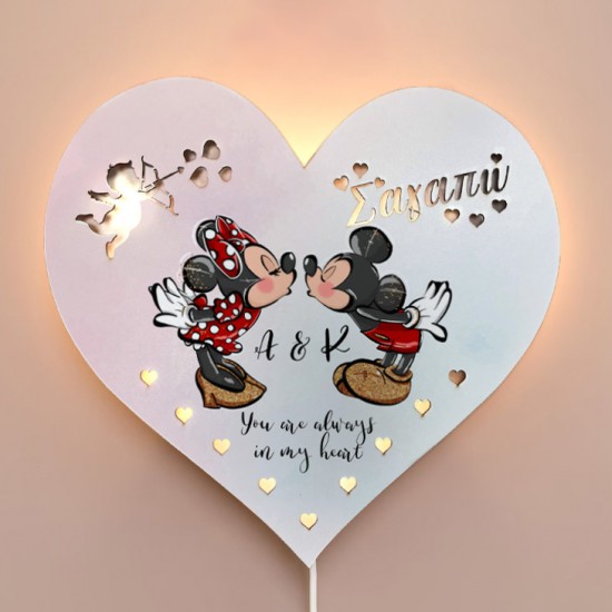 Ξύλινο Φωτιστικό καρδιά – Mickey & Minnie Ξύλινο Φωτιστικό καρδιά – Mickey & Minnie