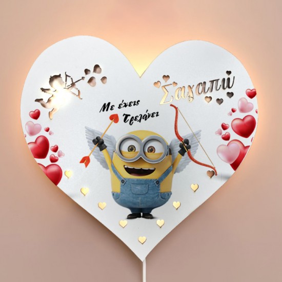 Ξύλινο Φωτιστικό Καρδιά – Minions Ξύλινο Φωτιστικό Καρδιά – Minions
