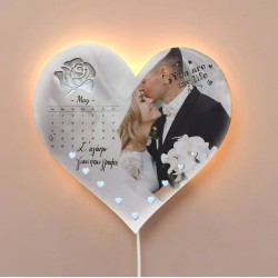 Ξύλινο Φωτιστικό καρδιά – Love Calendar