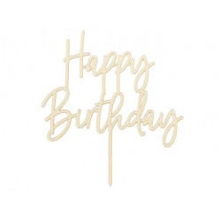 Topper Τούρτας Ξύλινο Happy Birthday
